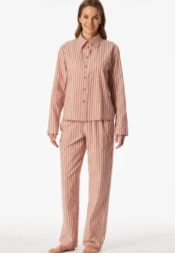 Pyjama lang Webware Streifen terracotta - Selected Premium