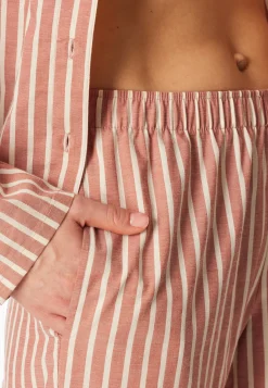 Pyjama lang Webware Streifen terracotta - Selected Premium