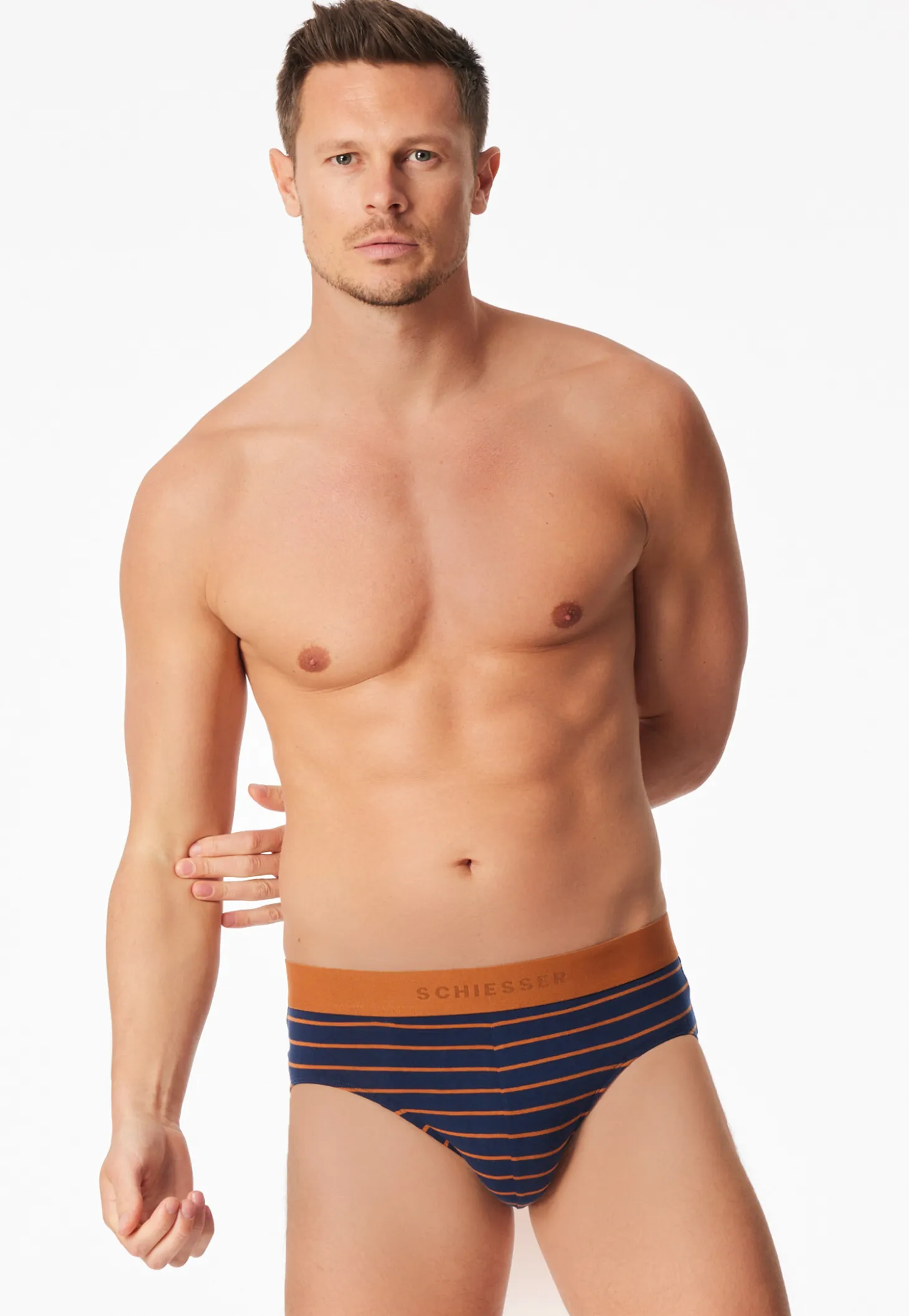 Rio-Slips 3er-Pack uni/gestreift dunkelblau - 95/5