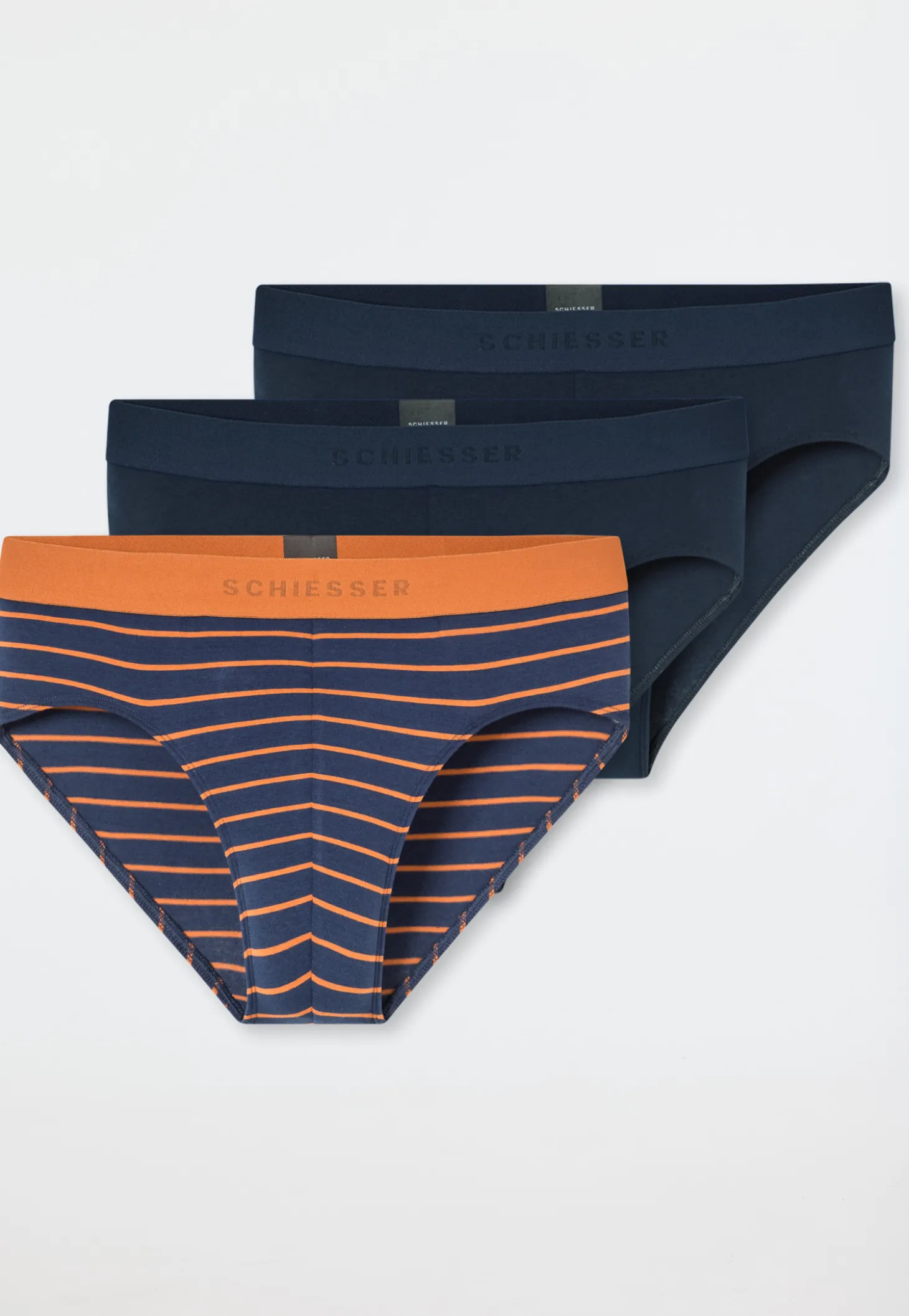 Rio-Slips 3er-Pack uni/gestreift dunkelblau - 95/5