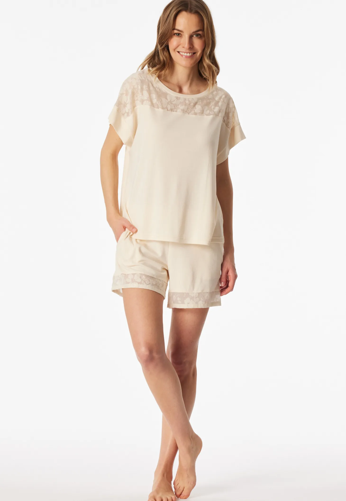 Schlafanzug Interlock kurz pearl - Modern Allure