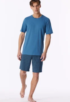 Schlafanzug kurz aqua gemustert - Casual Essentials