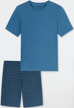 Schlafanzug kurz aqua gemustert - Casual Essentials