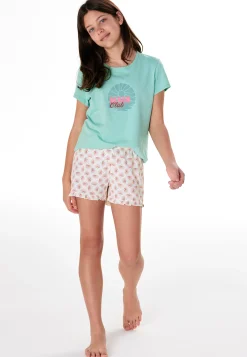 Schlafanzug kurz Beach Club blaugrün - Nightwear