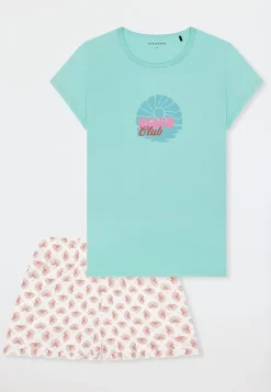 Schlafanzug kurz Beach Club blaugrün - Nightwear