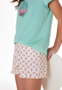 Schlafanzug kurz Beach Club blaugrün - Nightwear