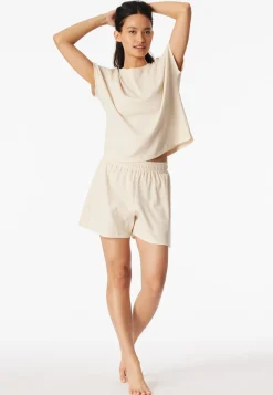 Schlafanzug kurz Feinripp Jacquard pearl - Casual Feel