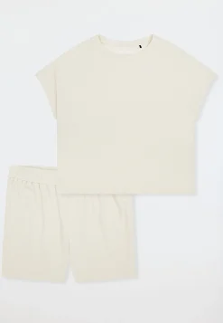 Schlafanzug kurz Feinripp Jacquard pearl - Casual Feel