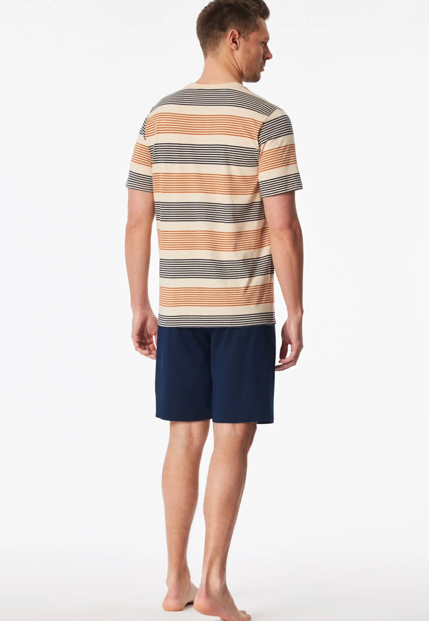 Schlafanzug kurz geringelt braun - Casual Nightwear