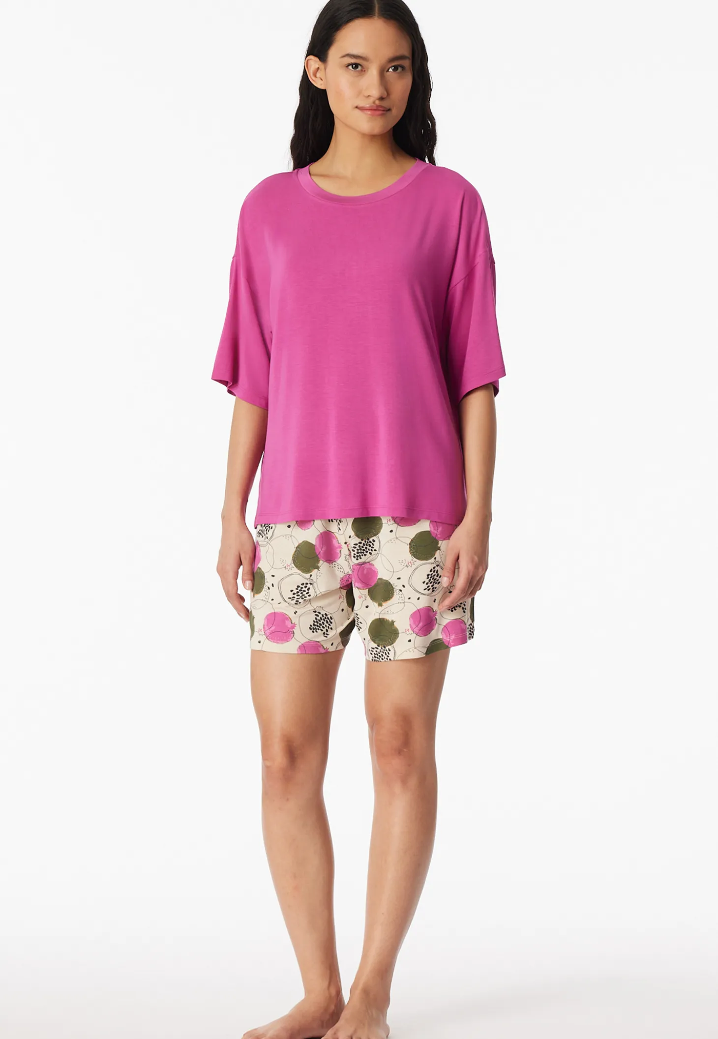 Schlafanzug kurz Granatapfel fuchsia - Casual Fashion