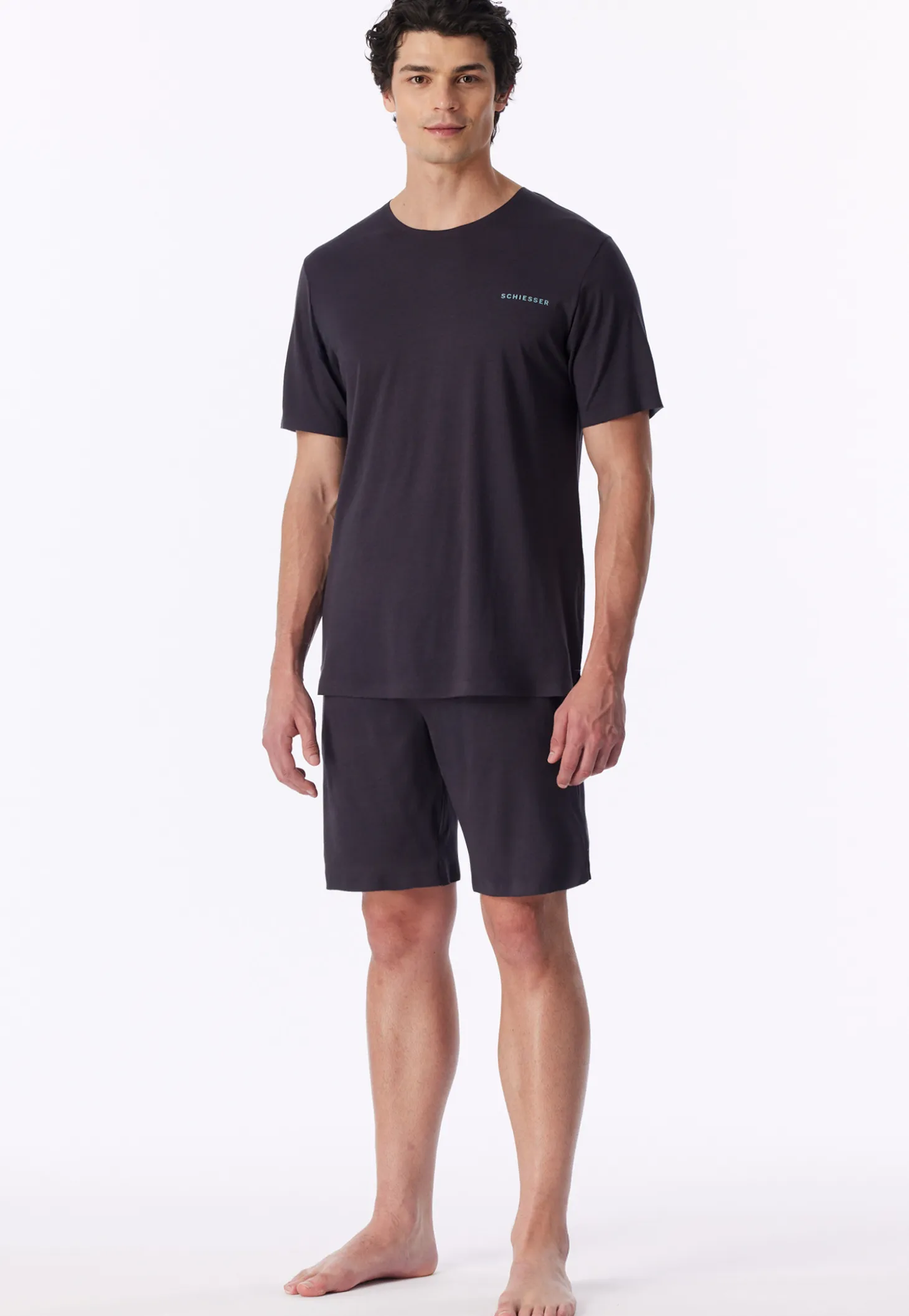 Schlafanzug kurz graphit - Modern Bonded