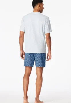 Schlafanzug kurz hellblau gemustert - Comfort Nightwear