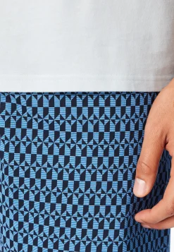 Schlafanzug kurz hellblau gemustert - Comfort Nightwear