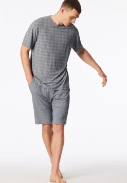 Schlafanzug kurz Jacquard admiral kariert - Selected Premium