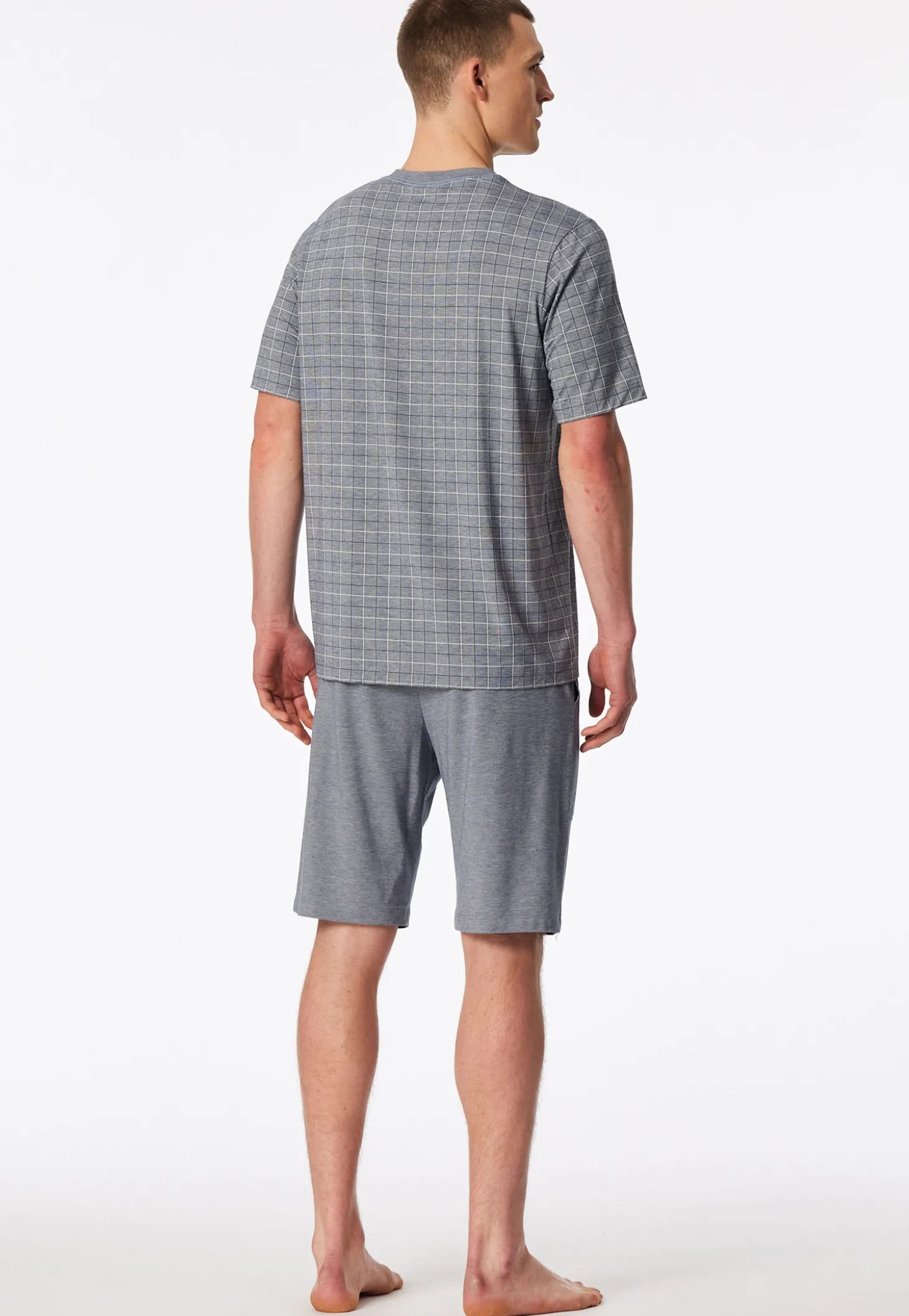 Schlafanzug kurz Jacquard admiral kariert - Selected Premium