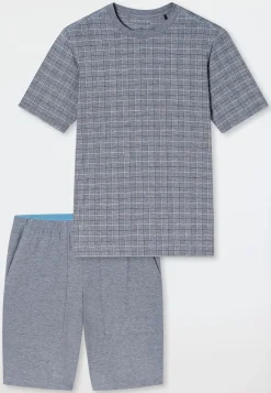 Schlafanzug kurz Jacquard admiral kariert - Selected Premium