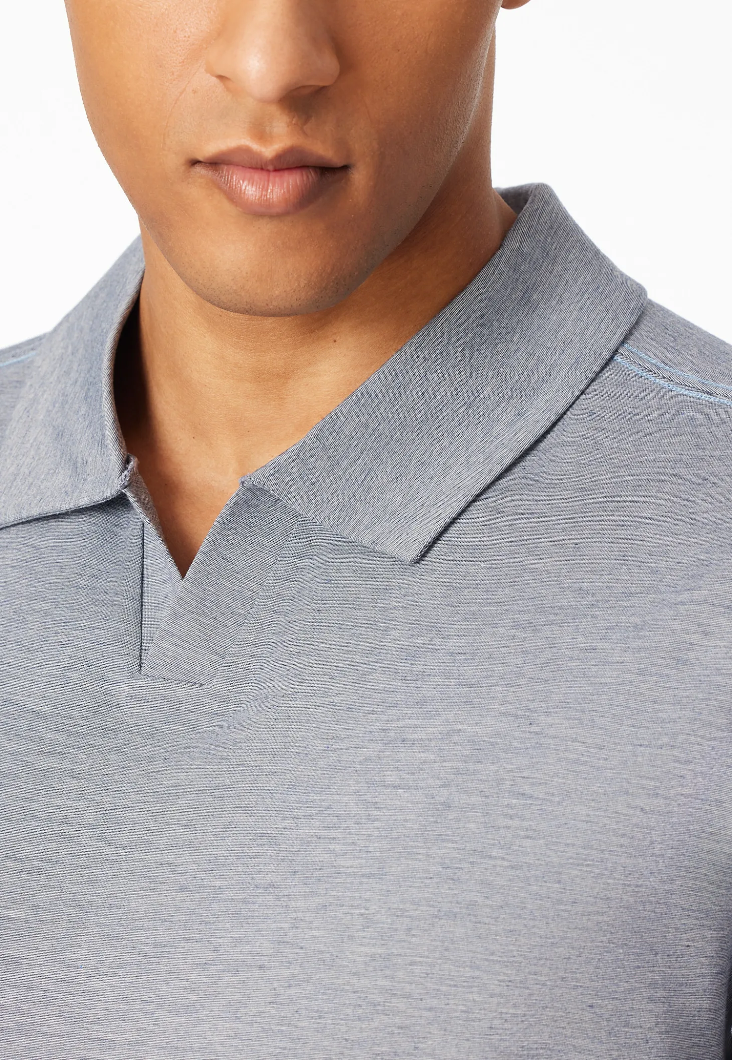 Schlafanzug kurz Jacquard Polokragen admiral kariert - Selected Premium