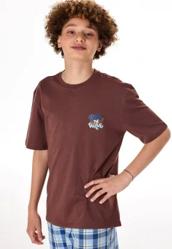 Schlafanzug kurz Karos braun - Teens Nightwear