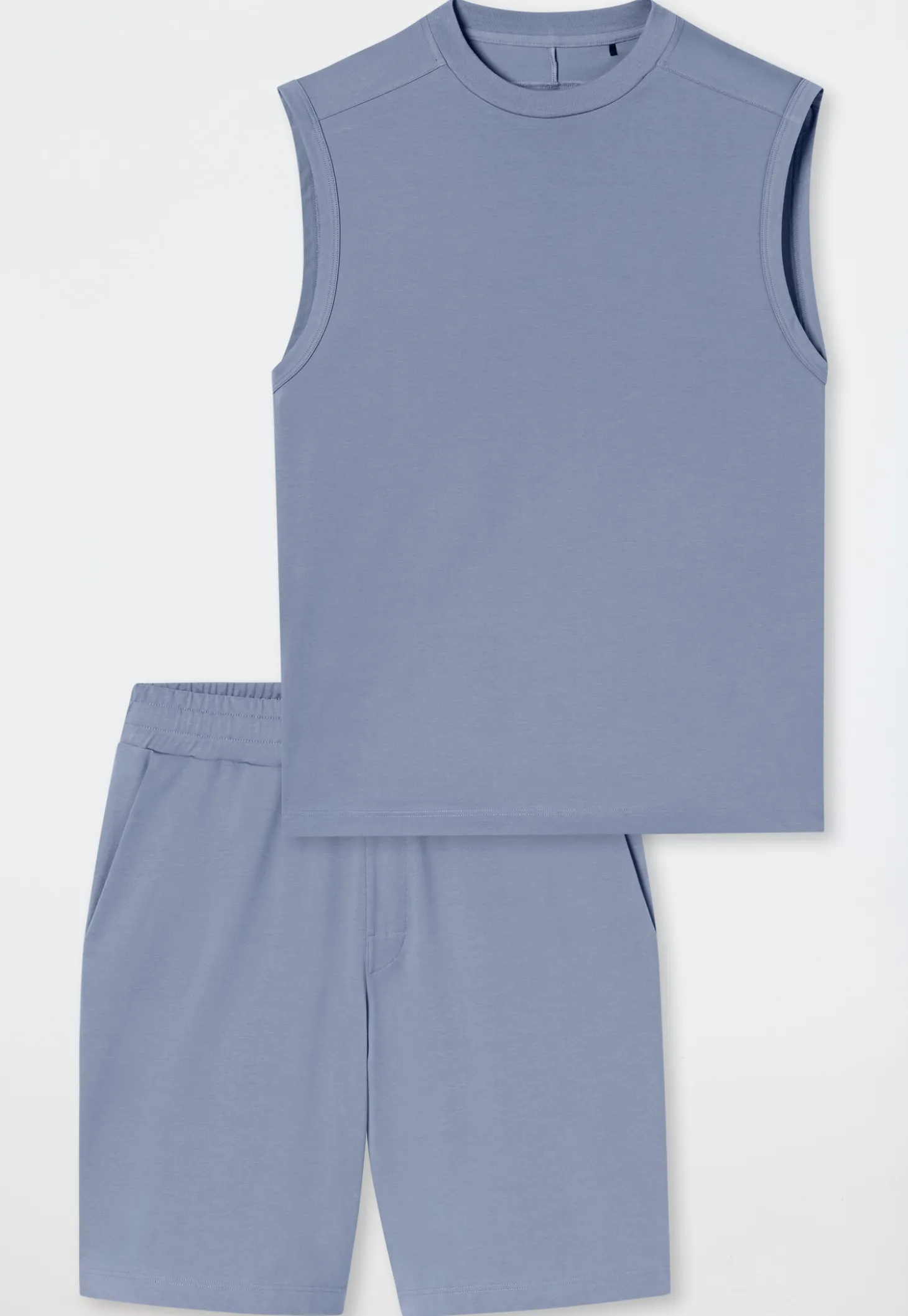 Schlafanzug kurz oversized ärmellos blaugrau - Modern Nightwear