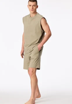 Schlafanzug kurz oversized ärmellos jade - Modern Nightwear