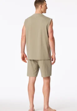 Schlafanzug kurz oversized ärmellos jade - Modern Nightwear