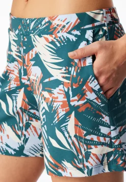 Schlafanzug kurz Palmen hellblau - Modern Nightwear