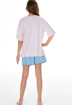 Schlafanzug kurz Regenbogen Surfer rosa - Teens Nightwear
