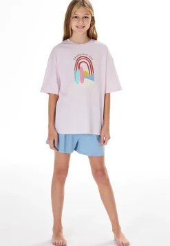 Schlafanzug kurz Regenbogen Surfer rosa - Teens Nightwear