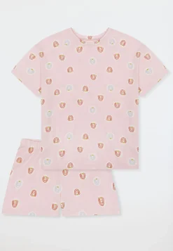 Schlafanzug kurz Regenbogen rosa - Teens Nightwear