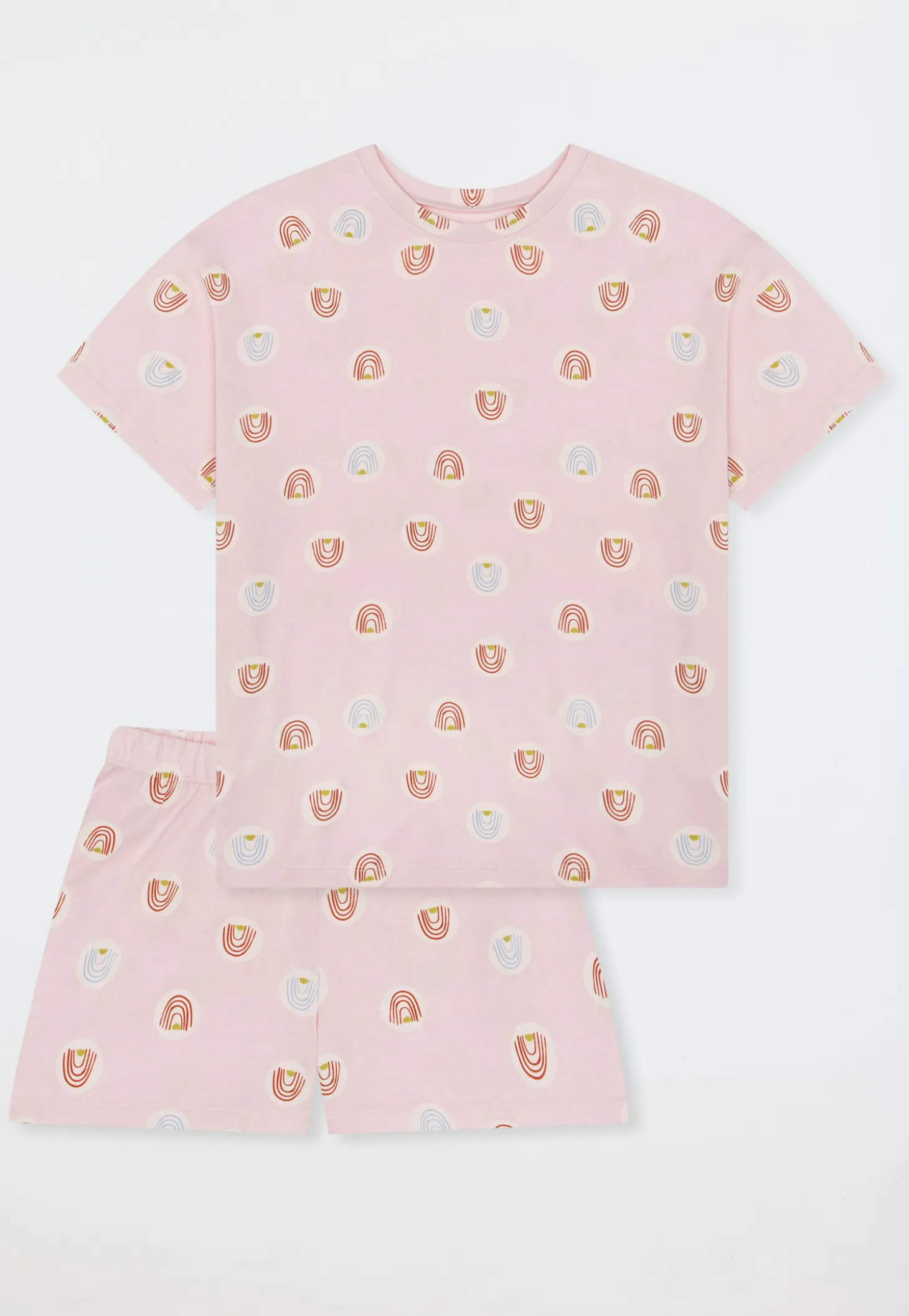 Schlafanzug kurz Regenbogen rosa - Teens Nightwear