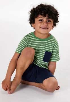 Schlafanzug kurz Ringel linde - Kids Nightwear