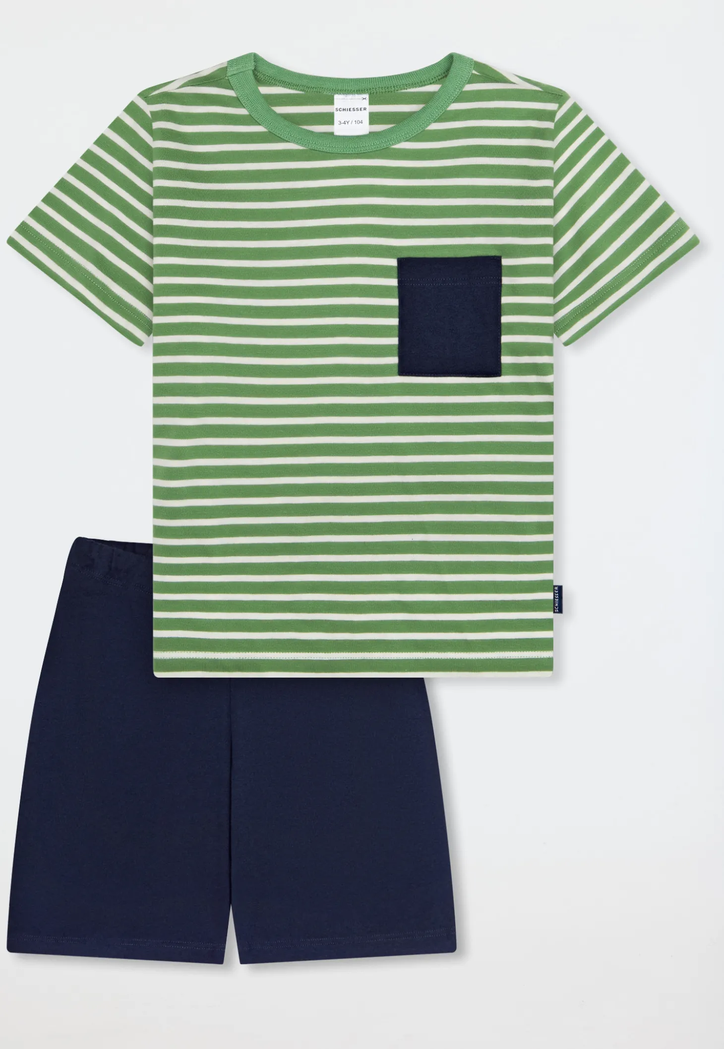 Schlafanzug kurz Ringel linde - Kids Nightwear