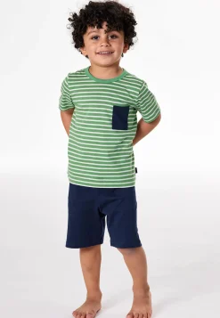 Schlafanzug kurz Ringel linde - Kids Nightwear