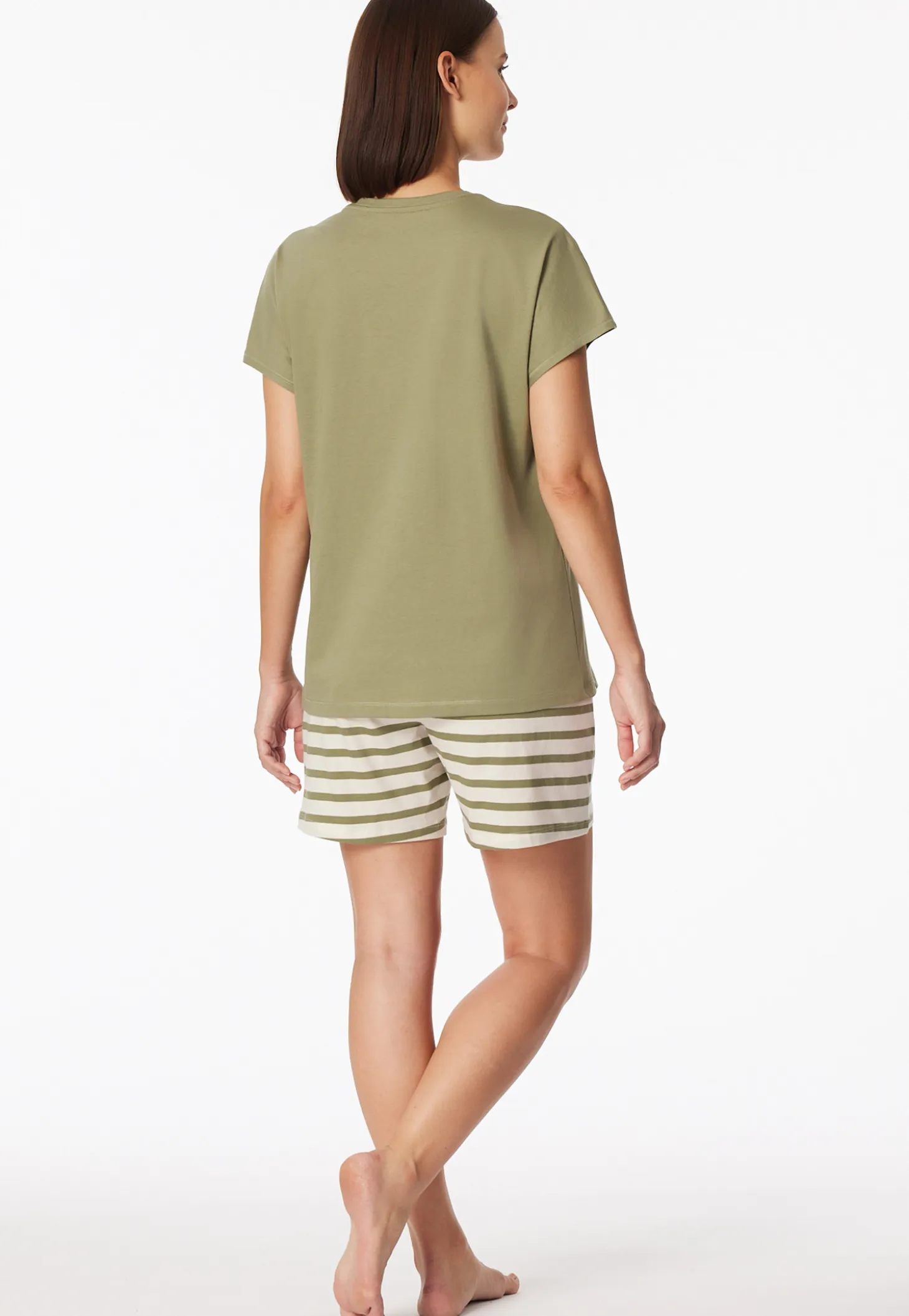 Schlafanzug kurz Ringel linde - Casual Essentials