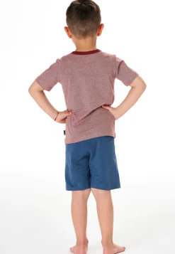 Schlafanzug kurz Ringel Nashorn rot - Kids Nightwear