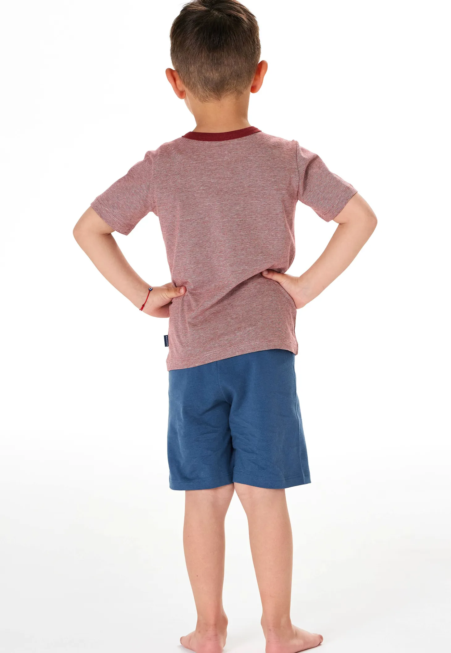 Schlafanzug kurz Ringel Nashorn rot - Kids Nightwear