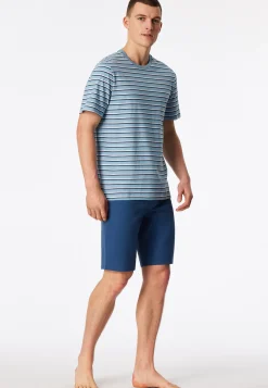 Schlafanzug kurz Ringel pacific blue - Casual Nightwear