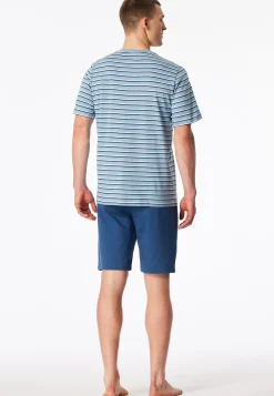 Schlafanzug kurz Ringel pacific blue - Casual Nightwear