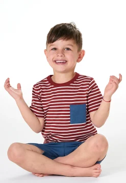 Schlafanzug kurz Ringel rot - Kids Nightwear