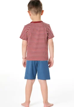 Schlafanzug kurz Ringel rot - Kids Nightwear