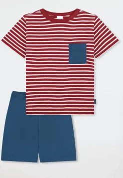 Schlafanzug kurz Ringel rot - Kids Nightwear