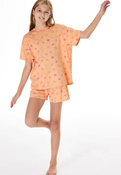 Schlafanzug kurz Sommer pfirsichorange - Teens Nightwear