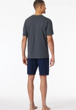 Schlafanzug kurz Streifen anthrazit - Casual Essentials