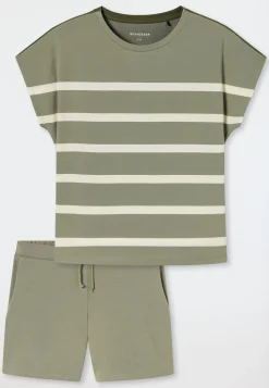 Schlafanzug kurz Streifen jade - Casual Nightwear
