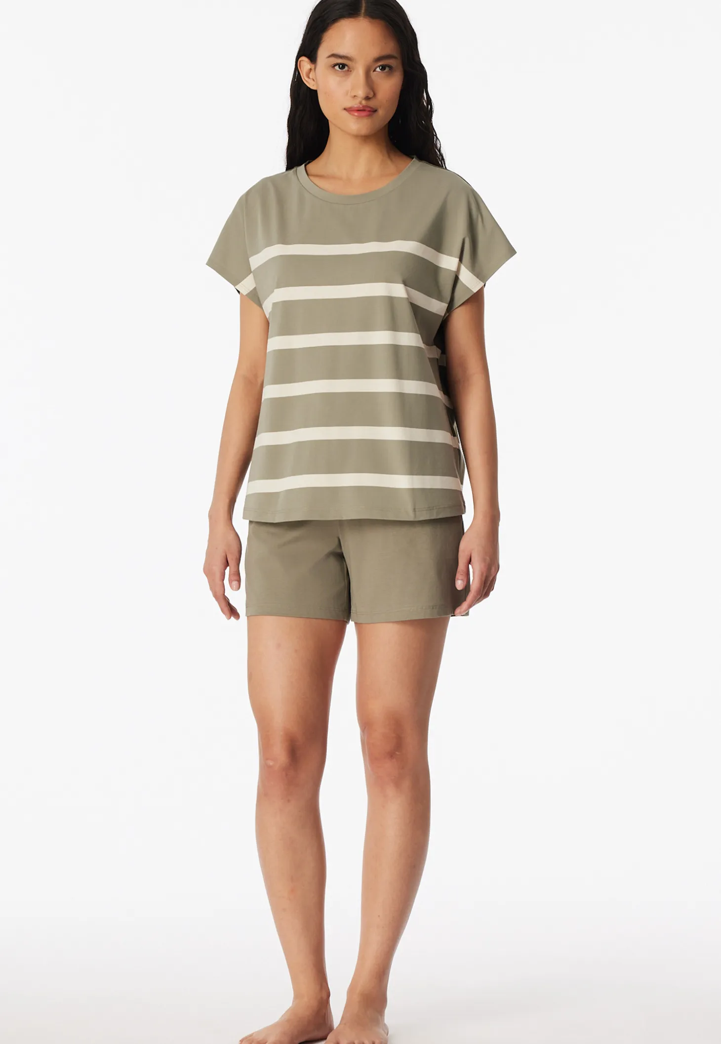 Schlafanzug kurz Streifen jade - Casual Nightwear