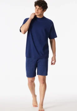 Schlafanzug kurz Tie-Dye-Effekt navy -Modern Essentials