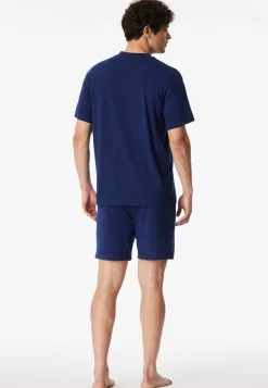 Schlafanzug kurz Tie-Dye-Effekt navy -Modern Essentials
