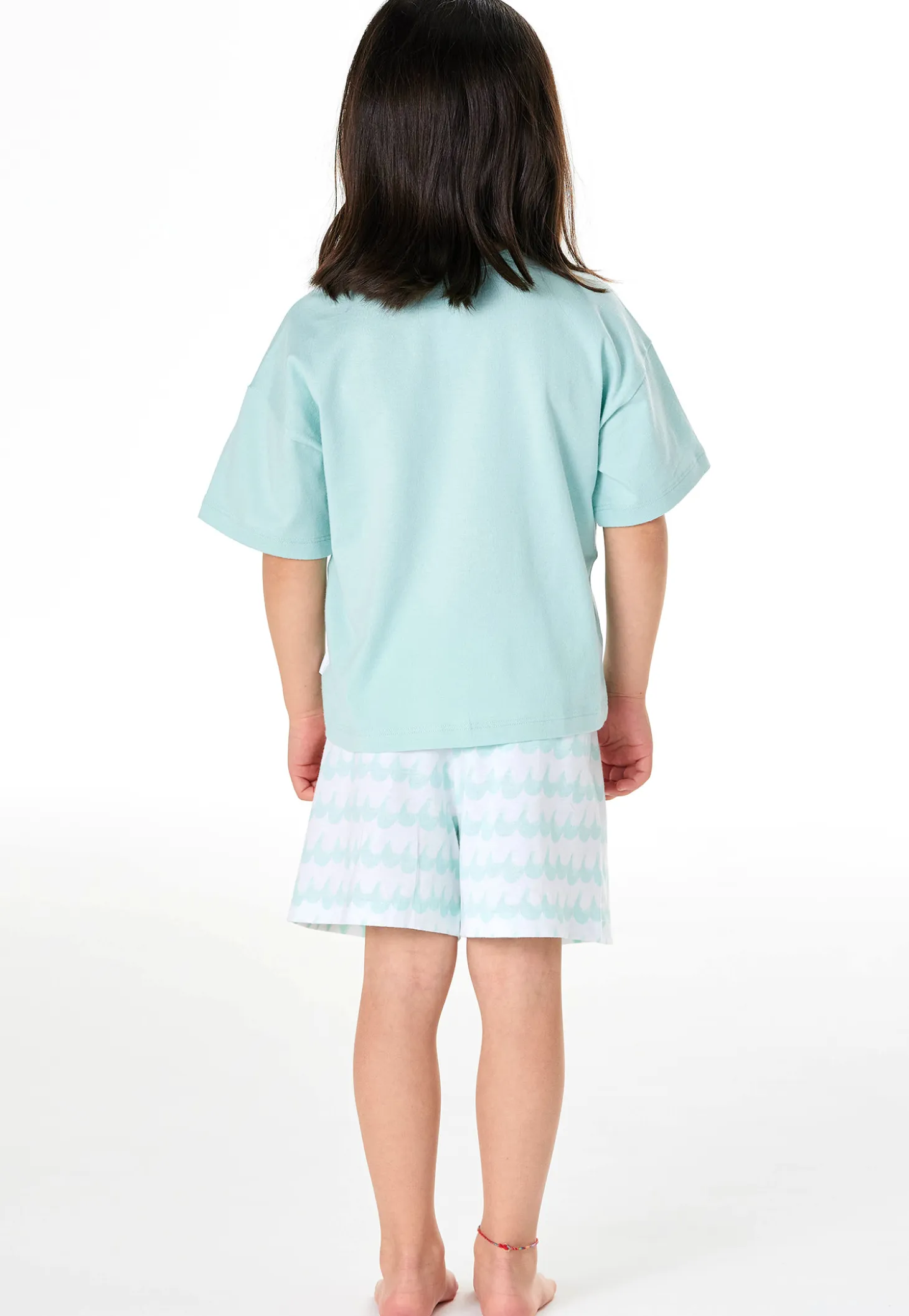 Schlafanzug kurz Wellen Fisch türkis - Kids Nightwear