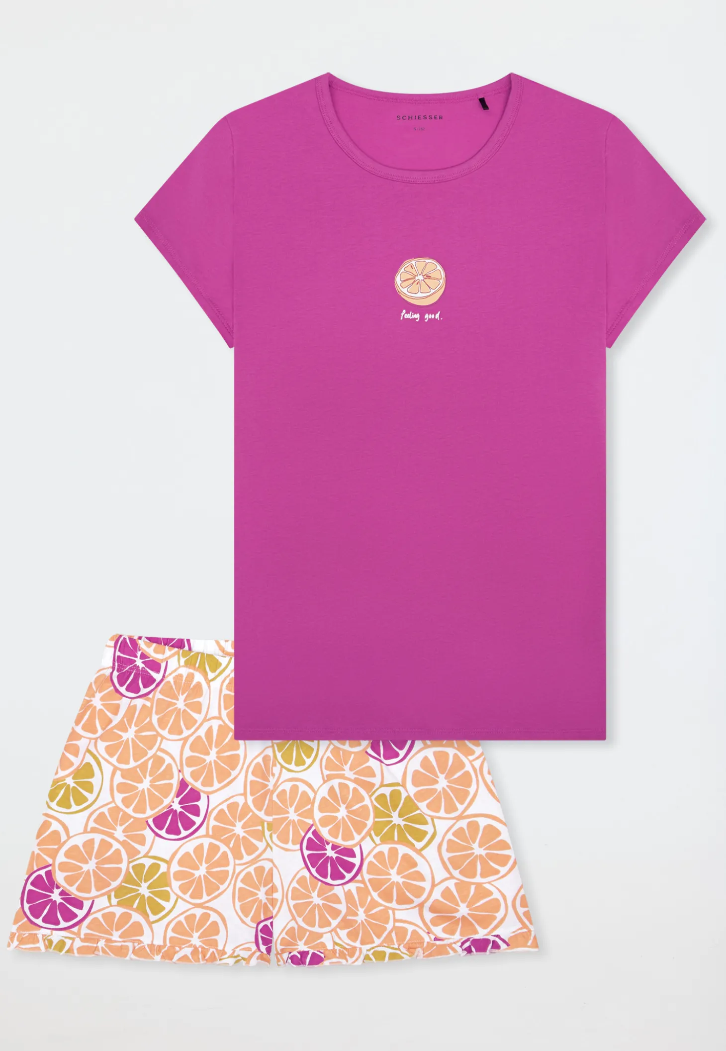 Schlafanzug kurz Zitrusfrüchte fuchsia - Teens Nightwear