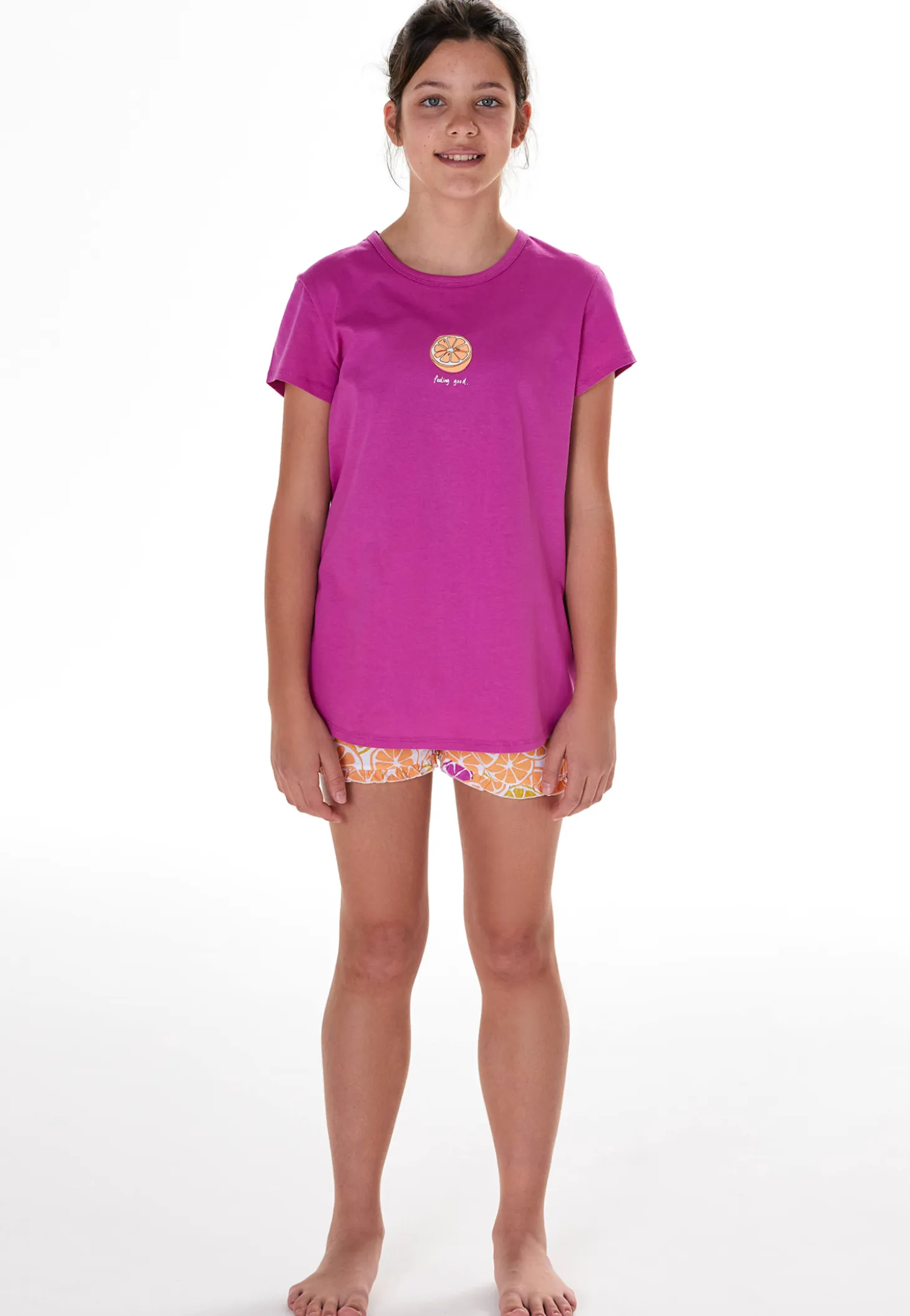 Schlafanzug kurz Zitrusfrüchte fuchsia - Teens Nightwear